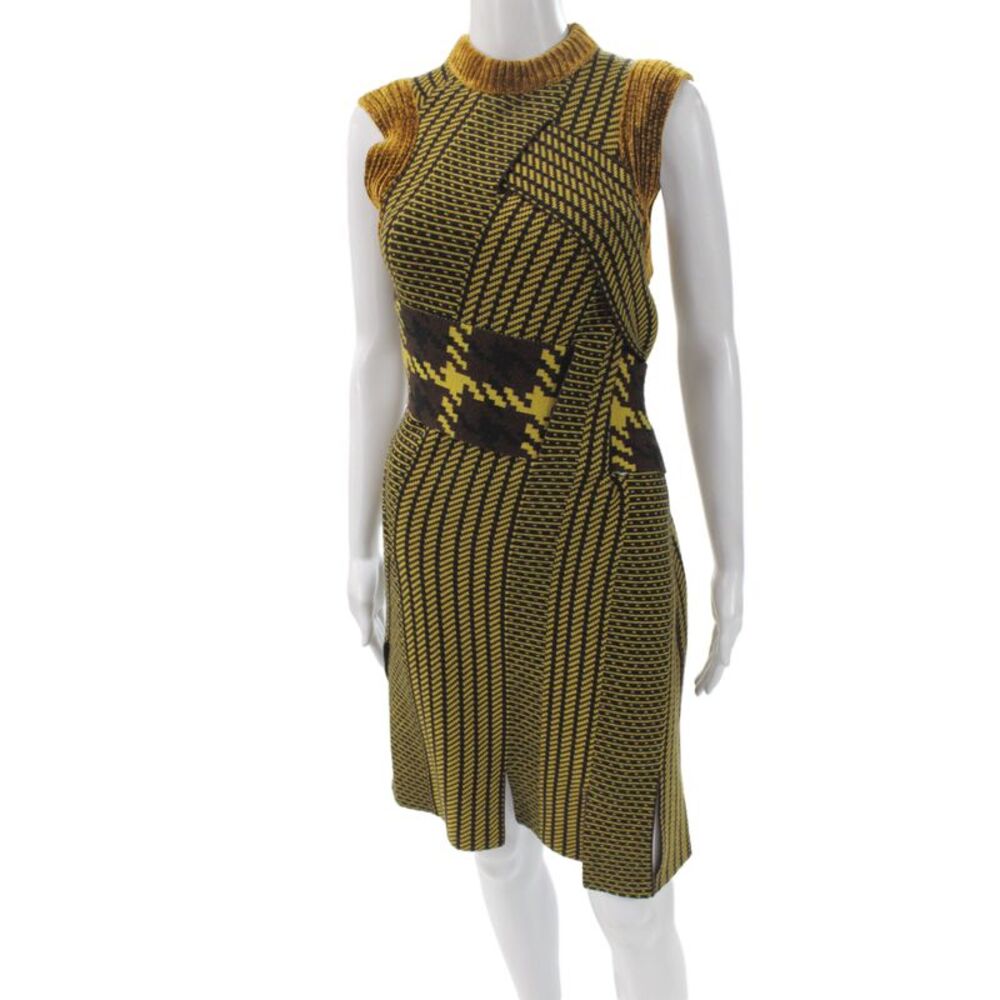 3.1 Phillip Lim Womens Sweater Dress Yellow Knit Mock Neck Sleeveless Size XS